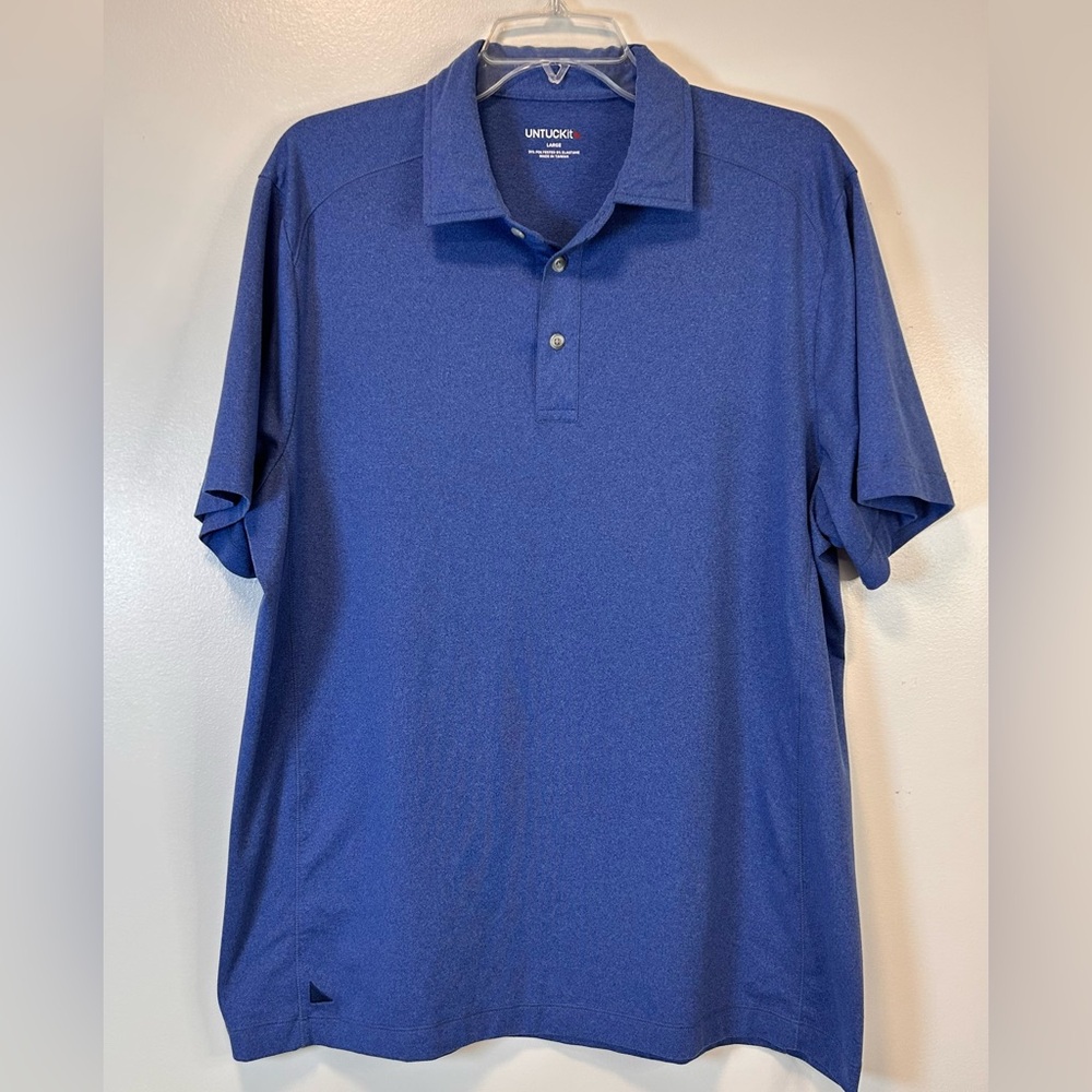 UNTUCKit Men's Polo Shirt Clavidor Blue Short Sleeve Size Large